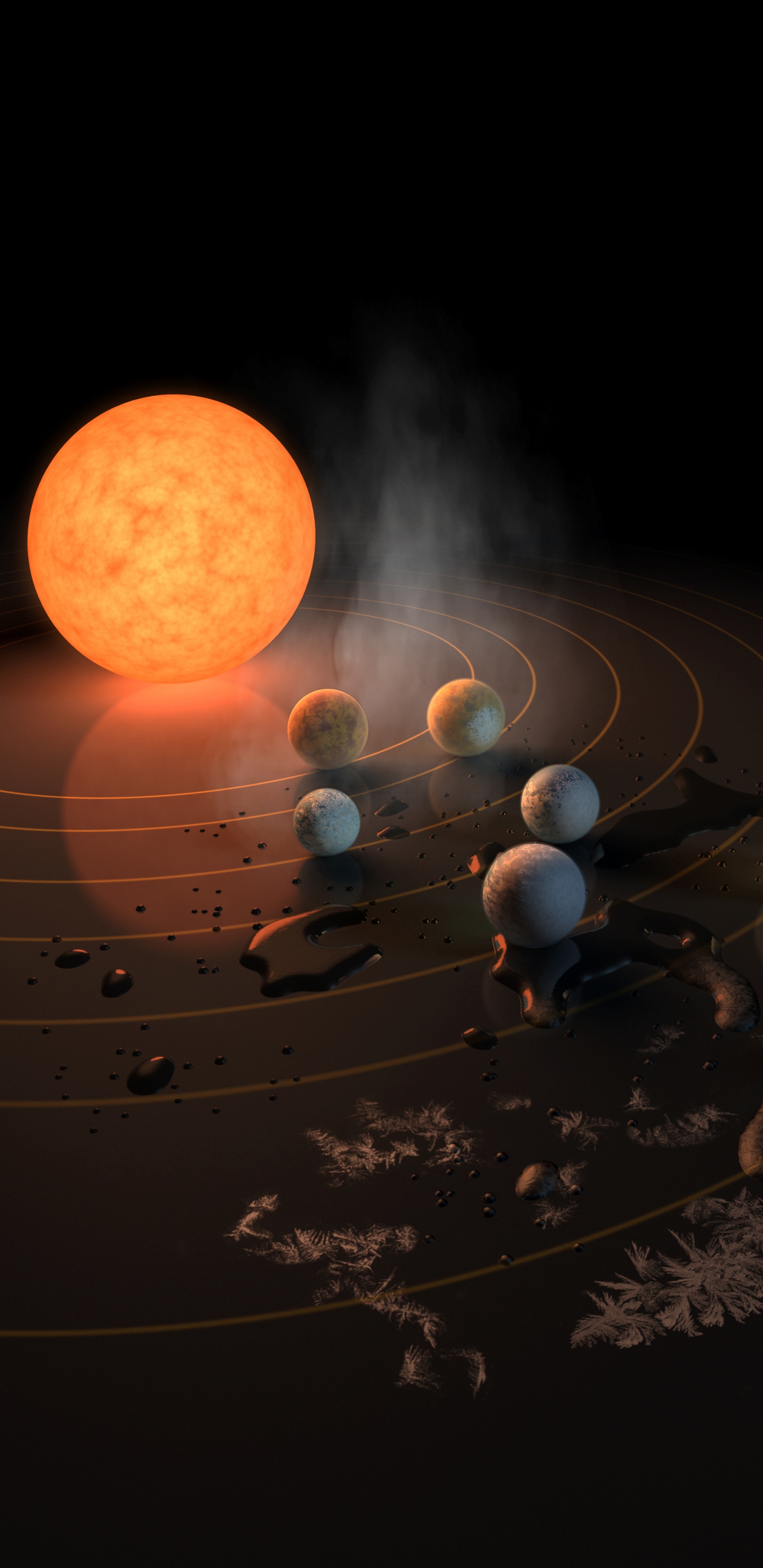 Обои жуткая планета, земля, планета, ТРАППИСТ-1, экзопланета в разрешении 1440x2960