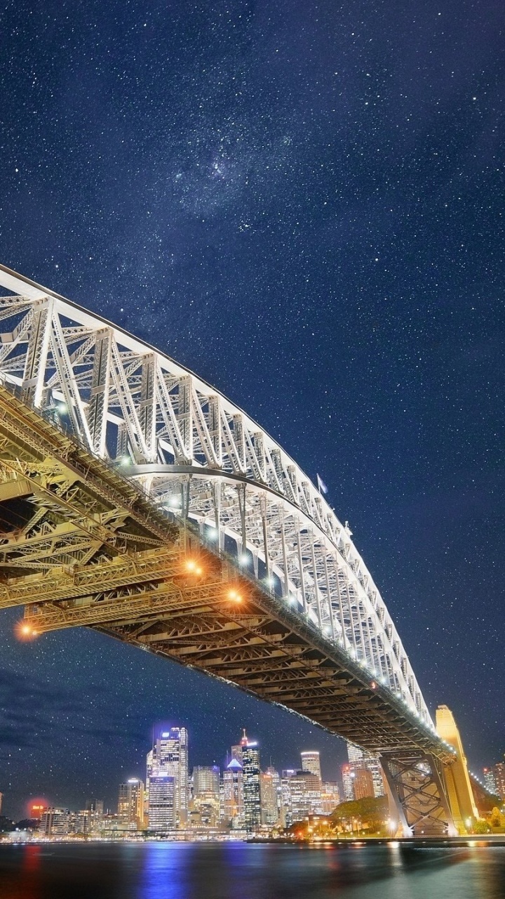 Обои мост, ориентир, ночь, архитектура, метрополия в разрешении 720x1280
