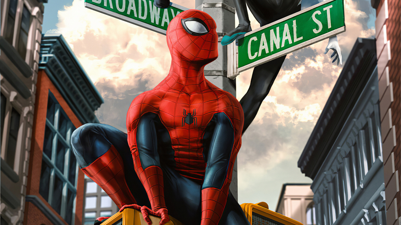 Обои человек-паук, Майлз Моралес, комиксы Марвел, супергерой, герой в разрешении 1280x720