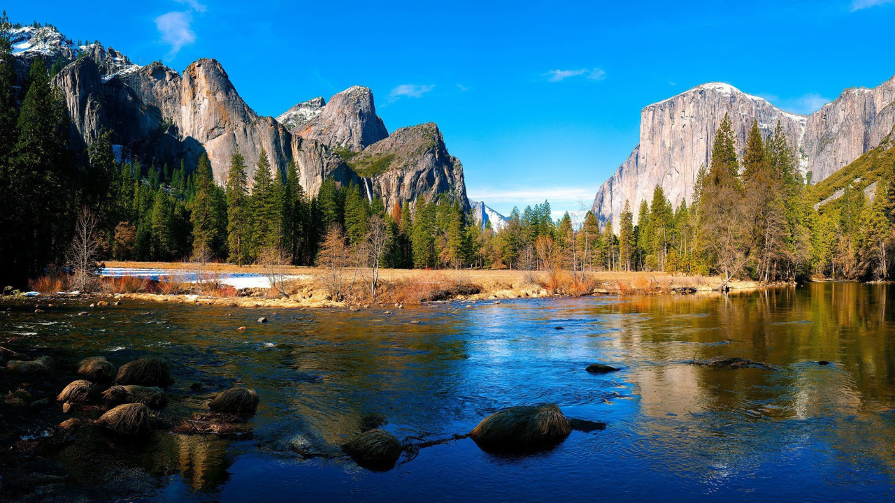 Обои йосемитский национальный парк, природа, отражение, гора, дикая местность в разрешении 1280x720