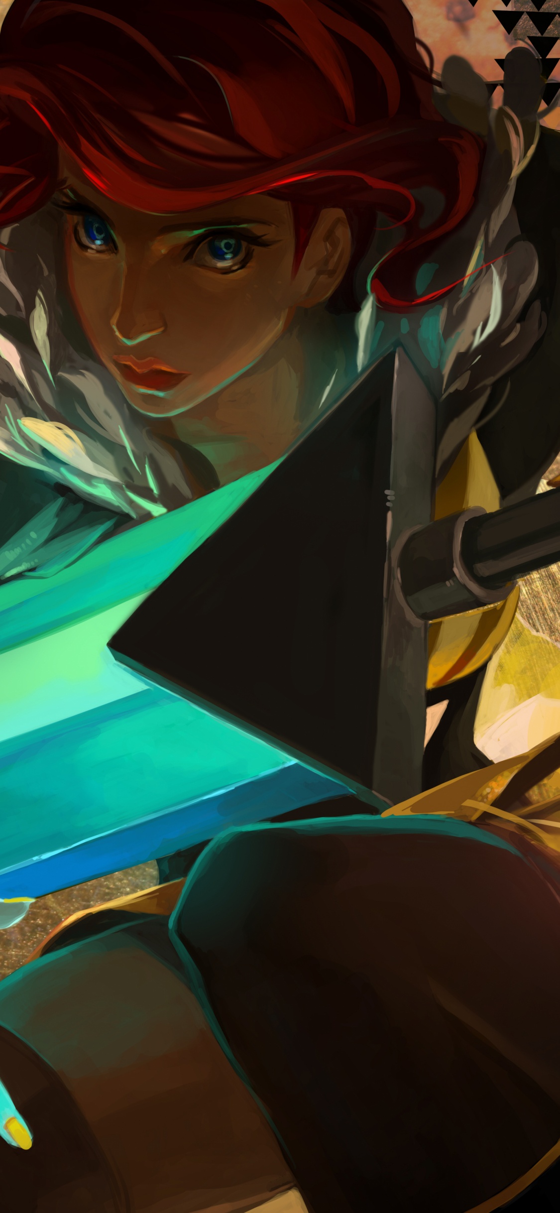 Обои транзистор, playstation 4, иллюстрация, фикция, черные волосы в разрешении 1125x2436