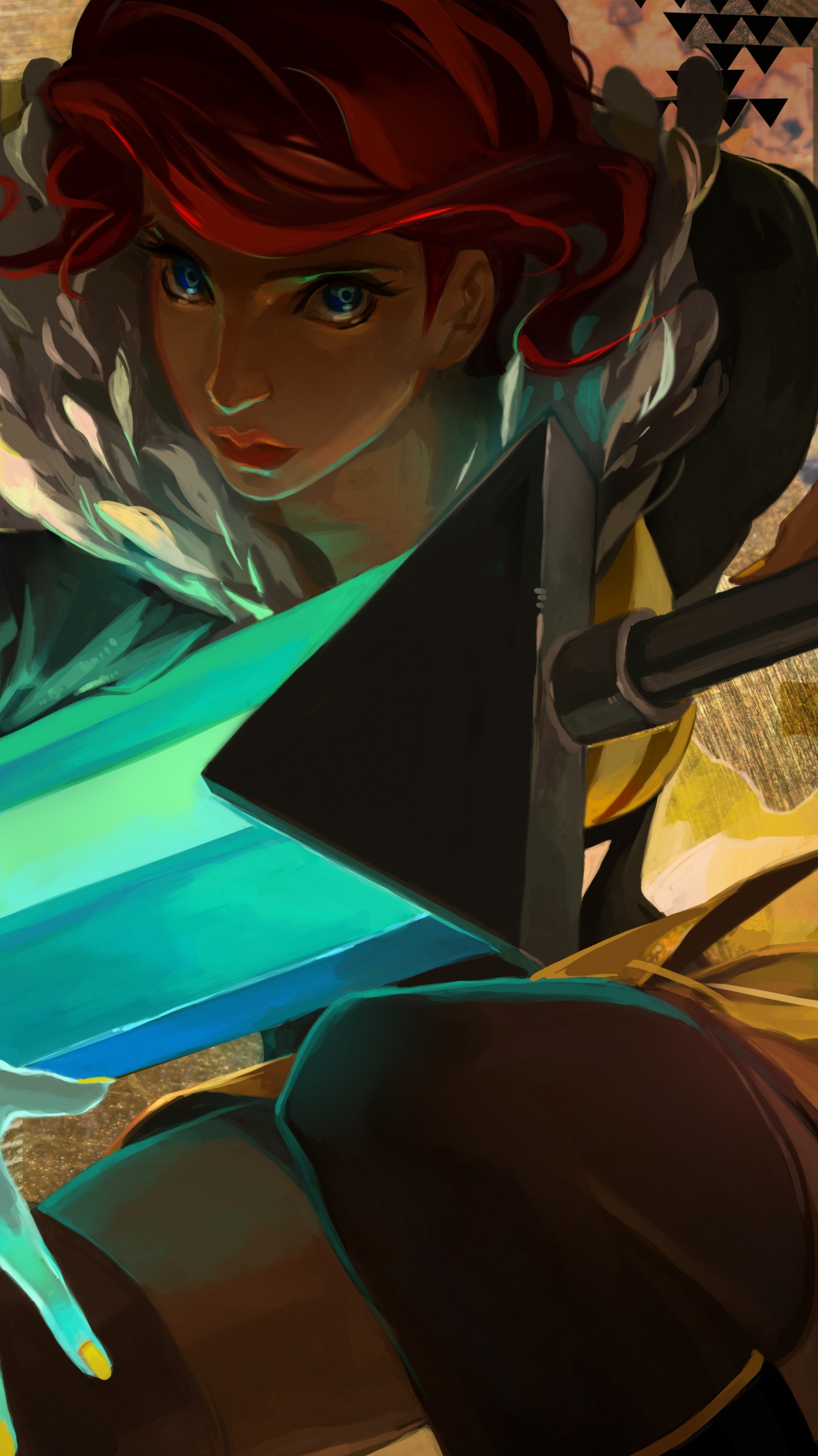 Обои транзистор, playstation 4, иллюстрация, фикция, черные волосы в разрешении 1440x2560