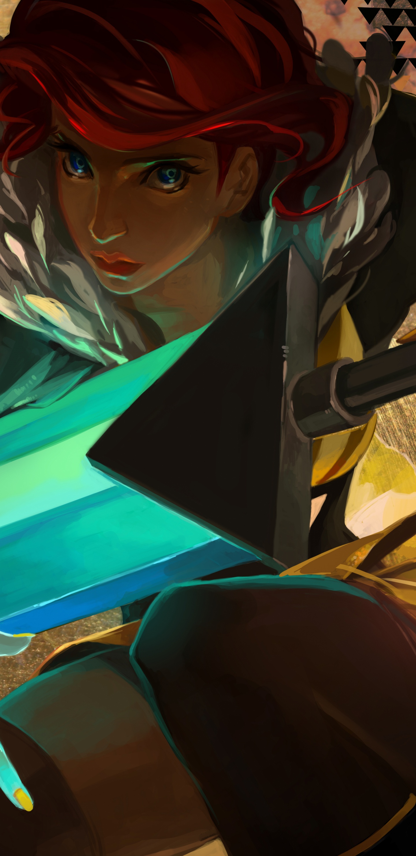 Обои транзистор, playstation 4, иллюстрация, фикция, черные волосы в разрешении 1440x2960