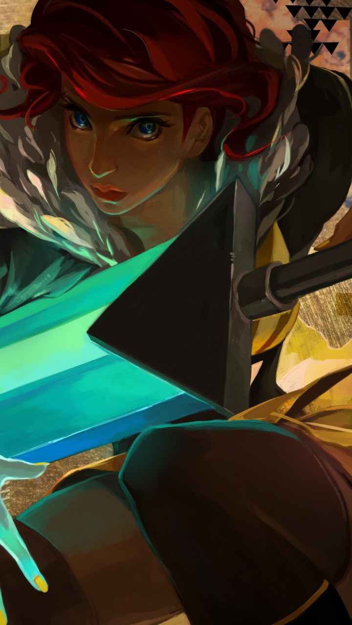 Обои транзистор, playstation 4, иллюстрация, фикция, черные волосы в разрешении 720x1280