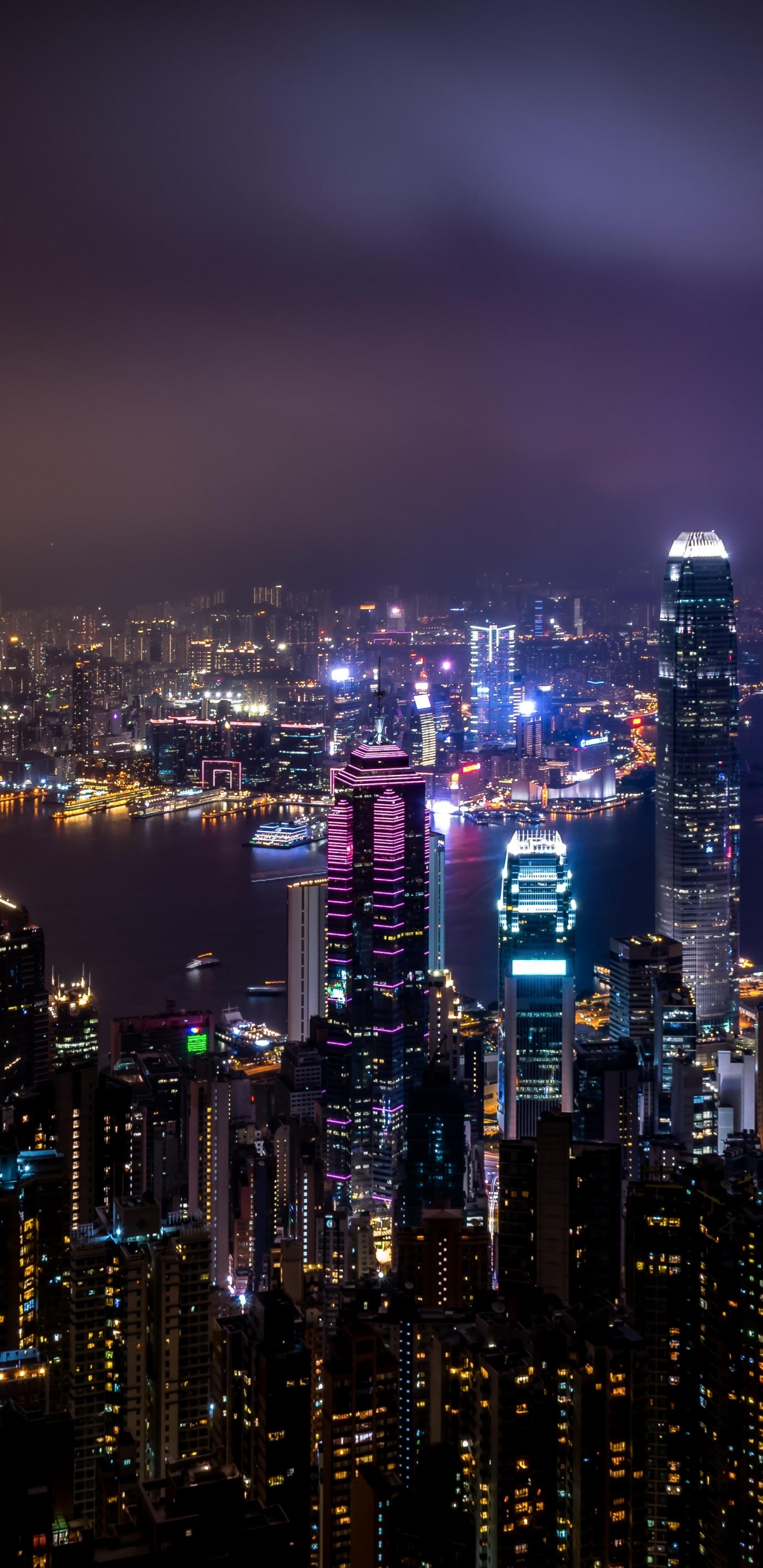 Обои Гонконг, городской пейзаж, город, метрополия, городской район в разрешении 1440x2960