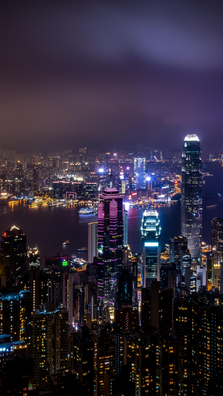 Обои Гонконг, городской пейзаж, город, метрополия, городской район в разрешении 750x1334