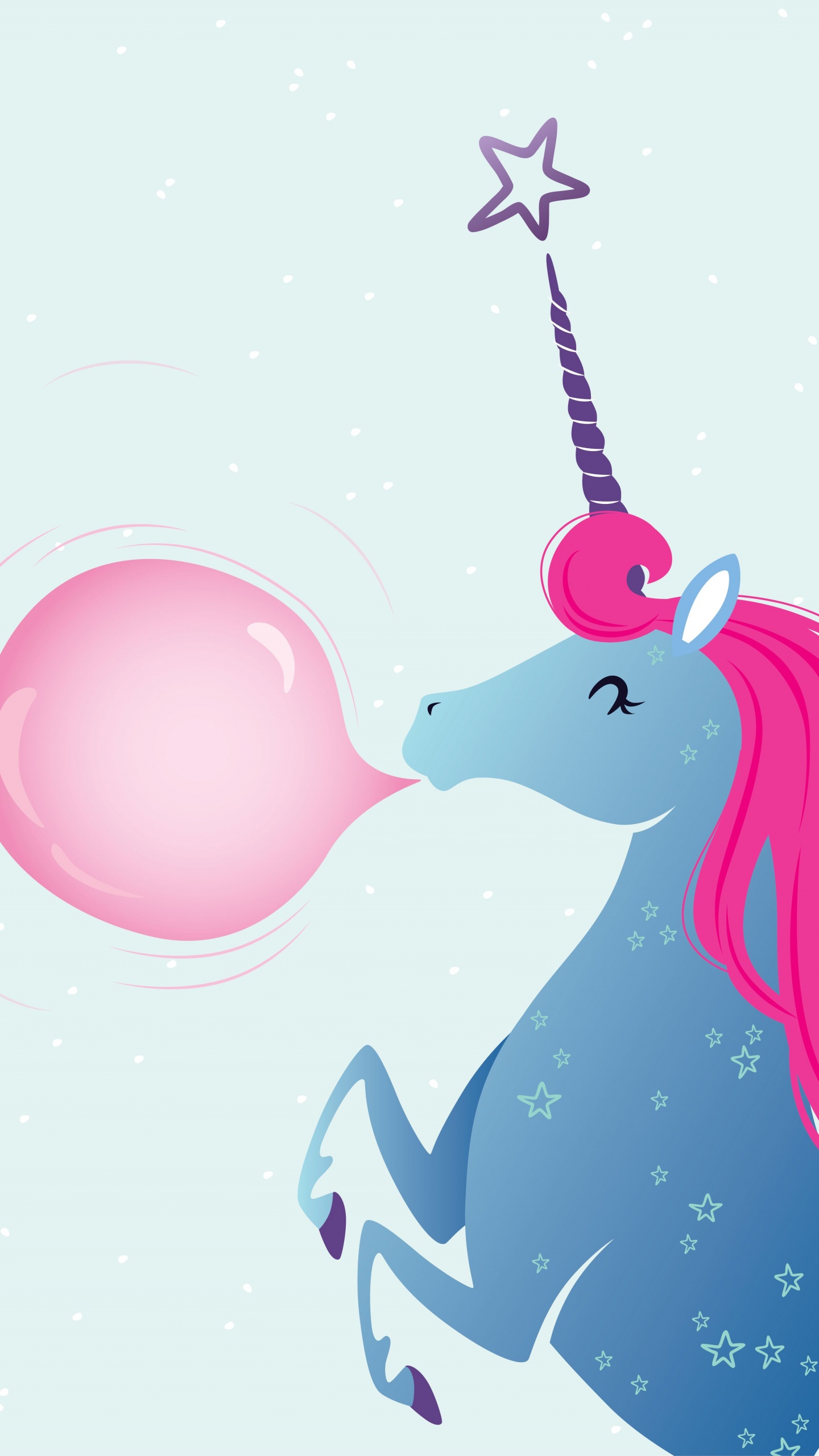 Обои единорог весна, единорог, Единорог пузырь, иллюстрация, рисование в разрешении 1440x2560