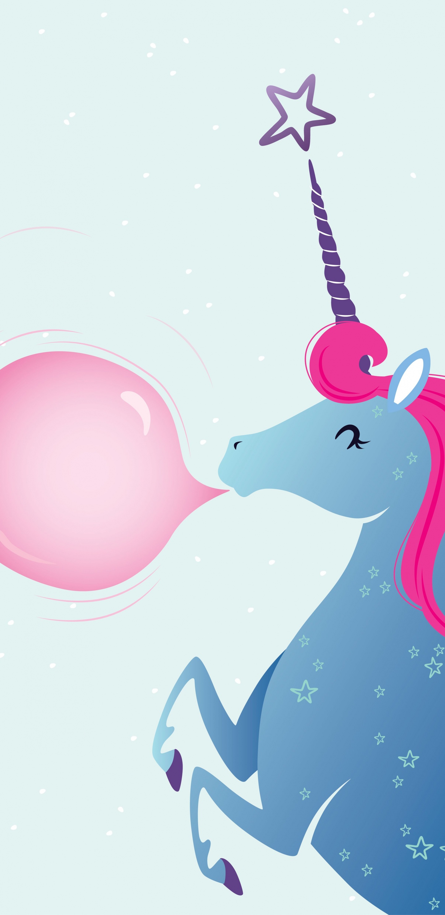 Обои единорог весна, единорог, Единорог пузырь, иллюстрация, рисование в разрешении 1440x2960