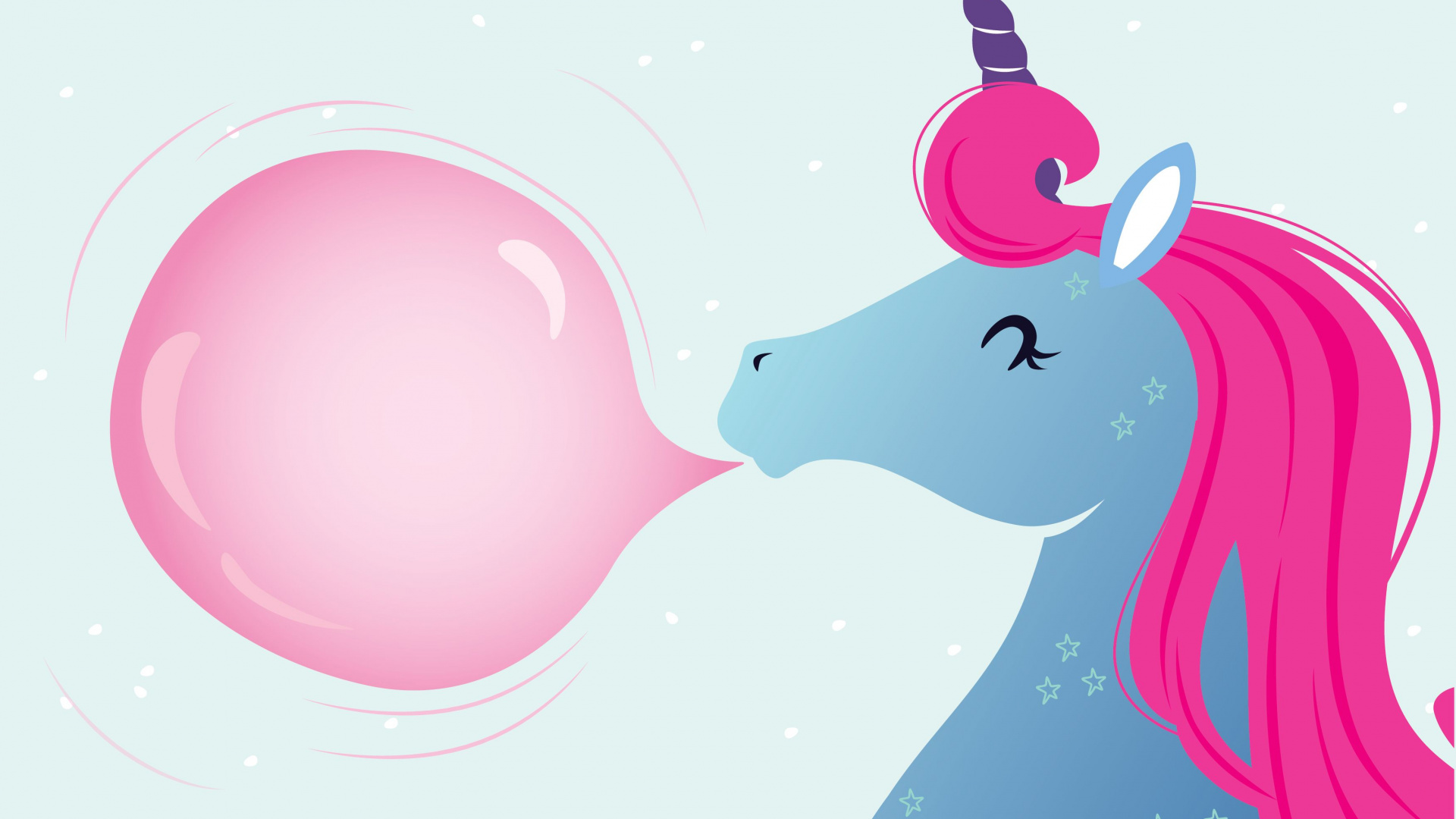 Обои единорог весна, единорог, Единорог пузырь, иллюстрация, рисование в разрешении 1920x1080