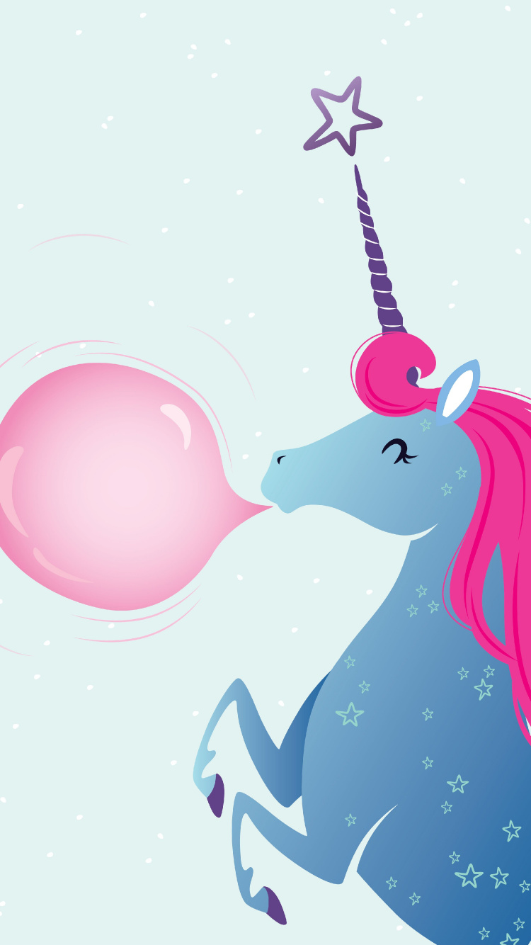 Обои единорог весна, единорог, Единорог пузырь, иллюстрация, рисование в разрешении 750x1334