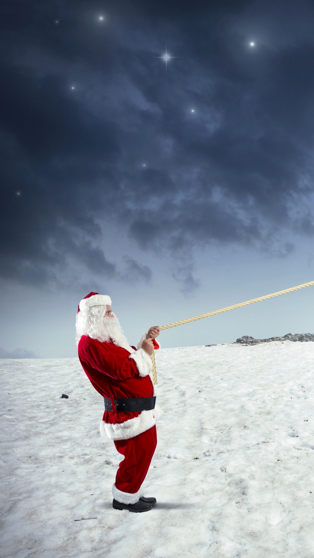 Обои Санта-Клаус, снег, зима, облако, замораживание в разрешении 1080x1920
