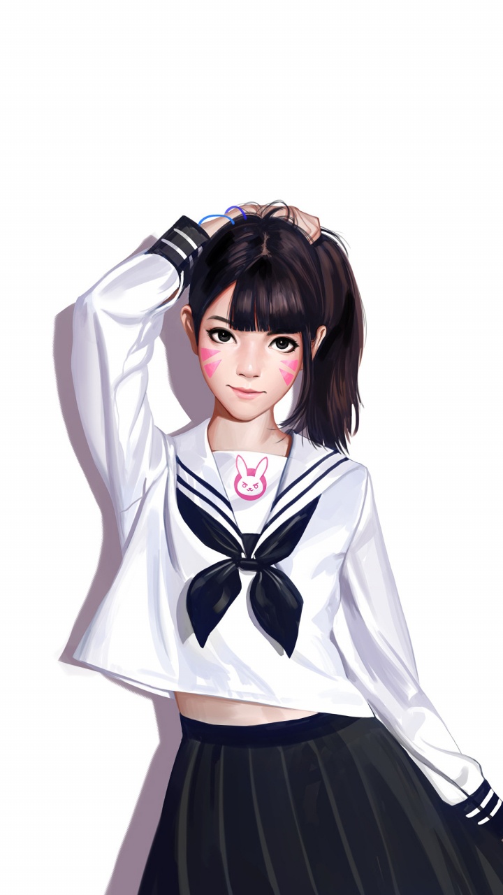 Обои Overwatch, волосы, прическа, химэ вырезать, мультфильм в разрешении 720x1280