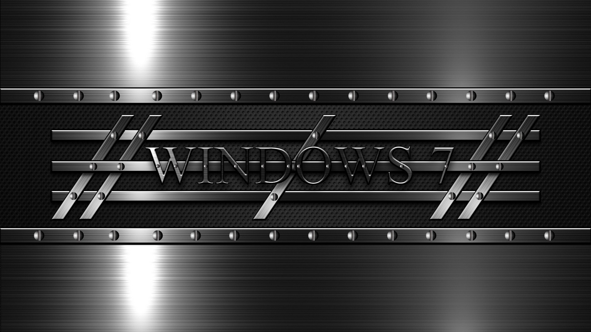 Обои windows 7, microsoft windows, металл, монохромный, черный в разрешении 1920x1080