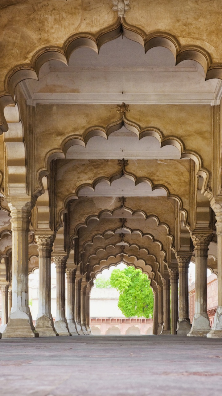 Обои Агра Форт, Тадж-Махал, Мехтаб Багх, арка, аркада в разрешении 720x1280