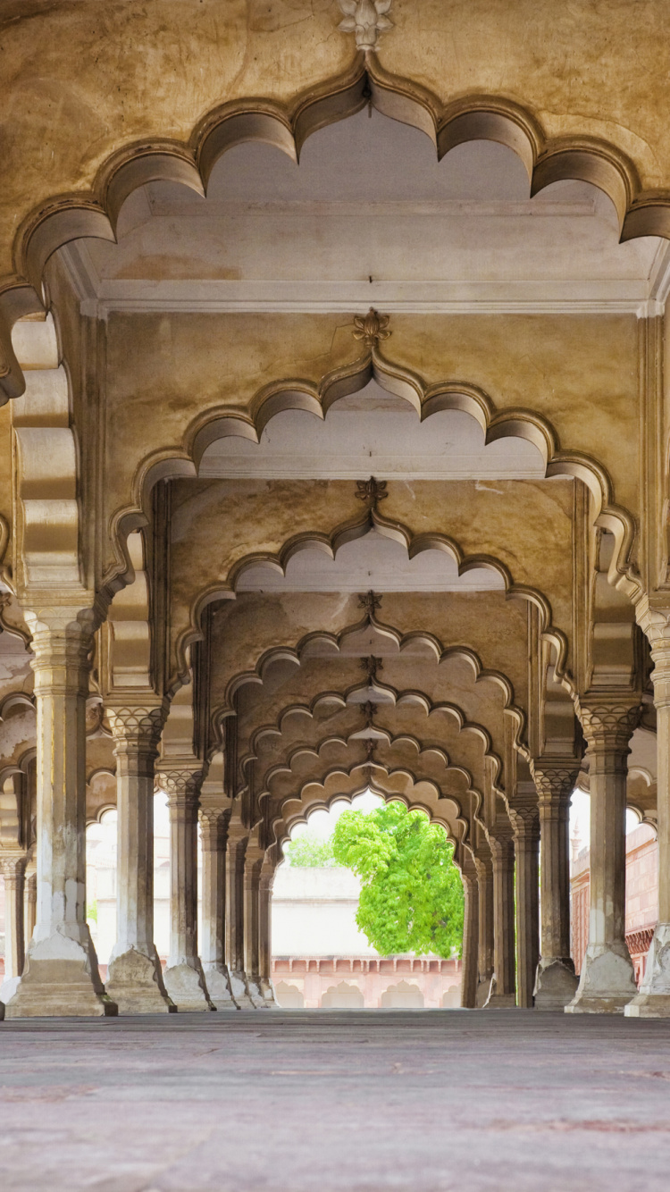 Обои Агра Форт, Тадж-Махал, Мехтаб Багх, арка, аркада в разрешении 750x1334