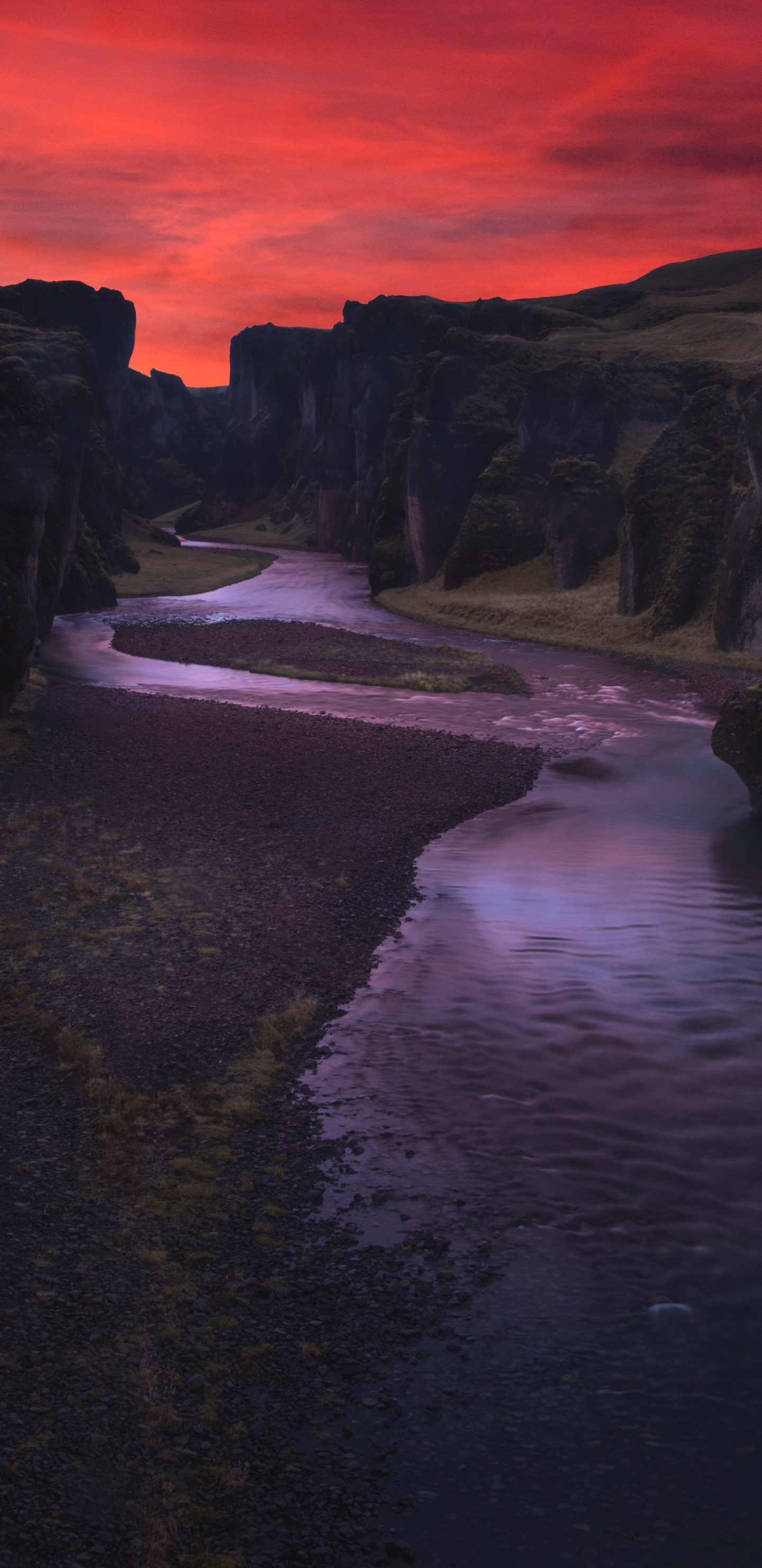 Обои природа, формирование, вода, рок, обрыв в разрешении 1440x2960