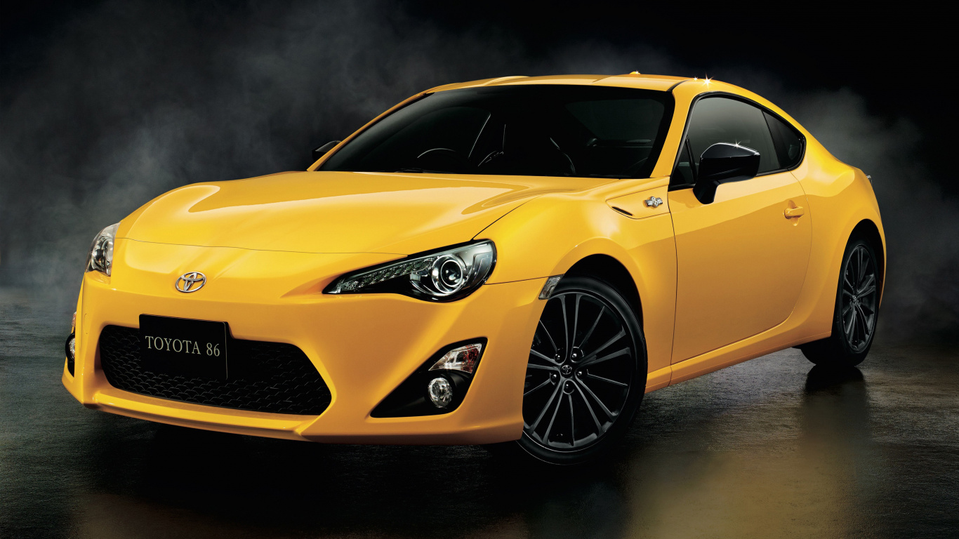 Обои авто, toyota, scion, желтый, спорткар в разрешении 1366x768