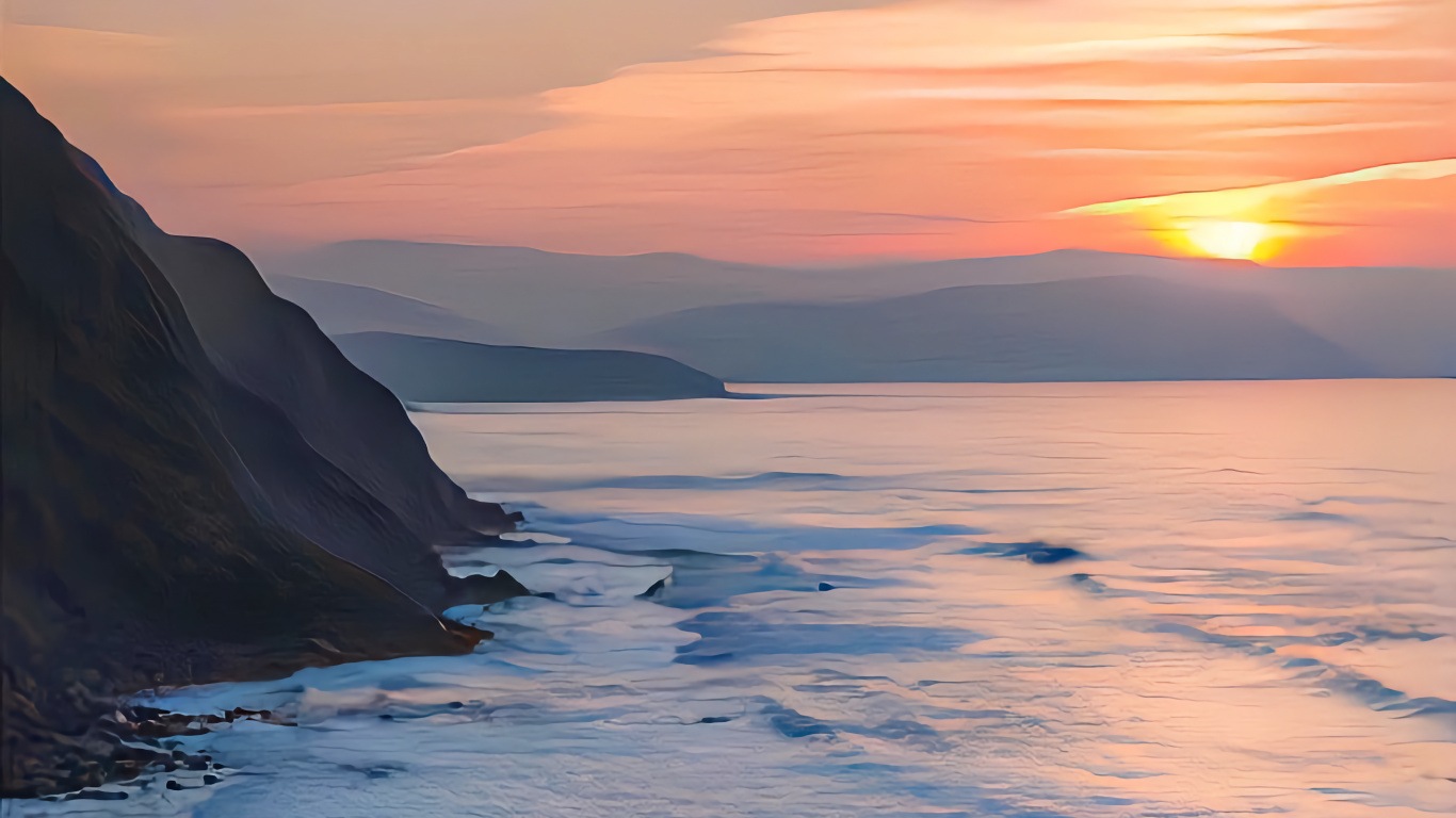 Обои iOS 16, ios, яблоко, андроид, вода в разрешении 1366x768