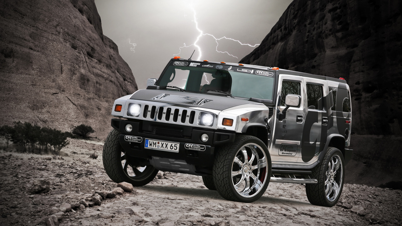 Обои Hummer, авто, 2006 Хаммер Н2, джип, шина в разрешении 1366x768