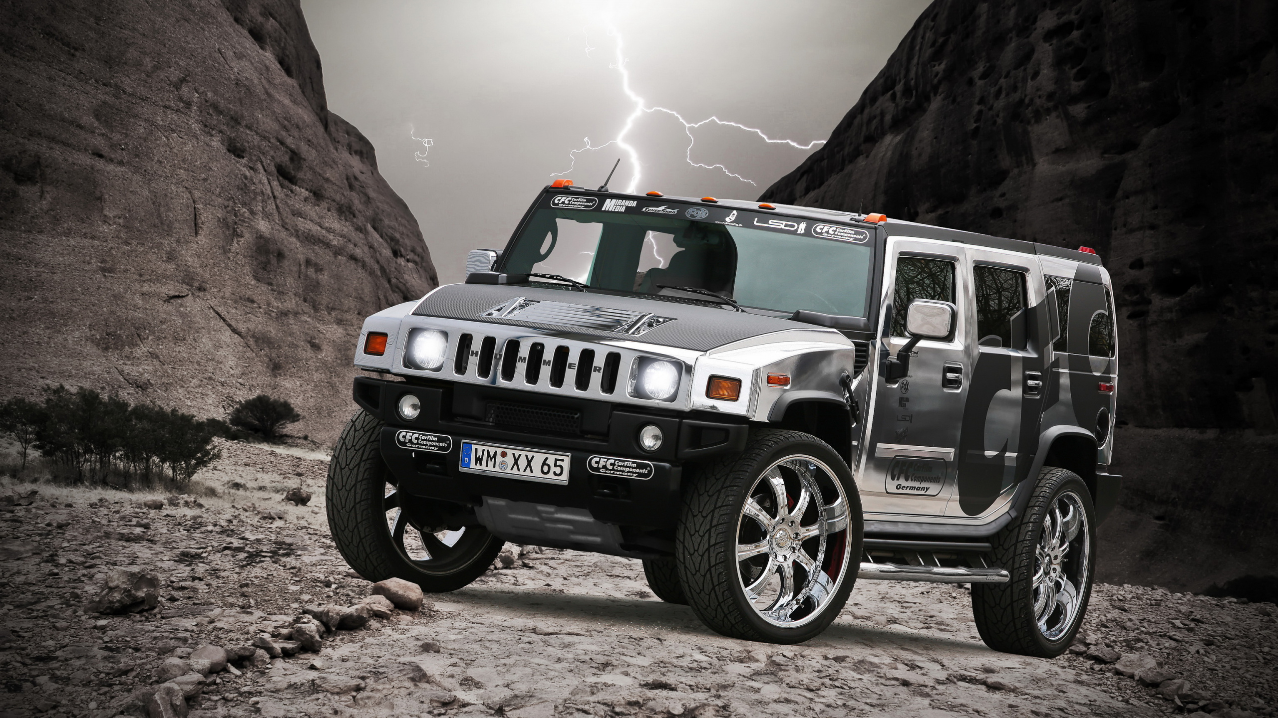 Обои Hummer, авто, 2006 Хаммер Н2, джип, шина в разрешении 2560x1440