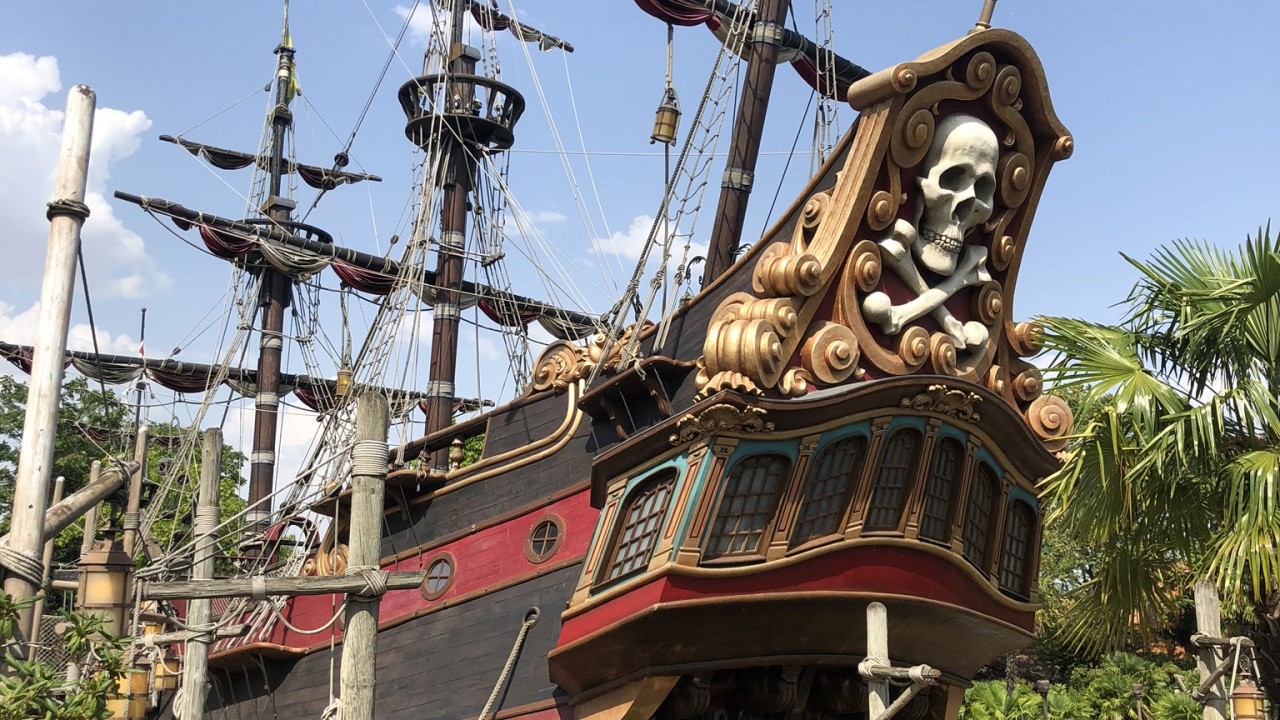 Обои Диснейленд Парк, корабль, мачта, парусник, судно в разрешении 1280x720