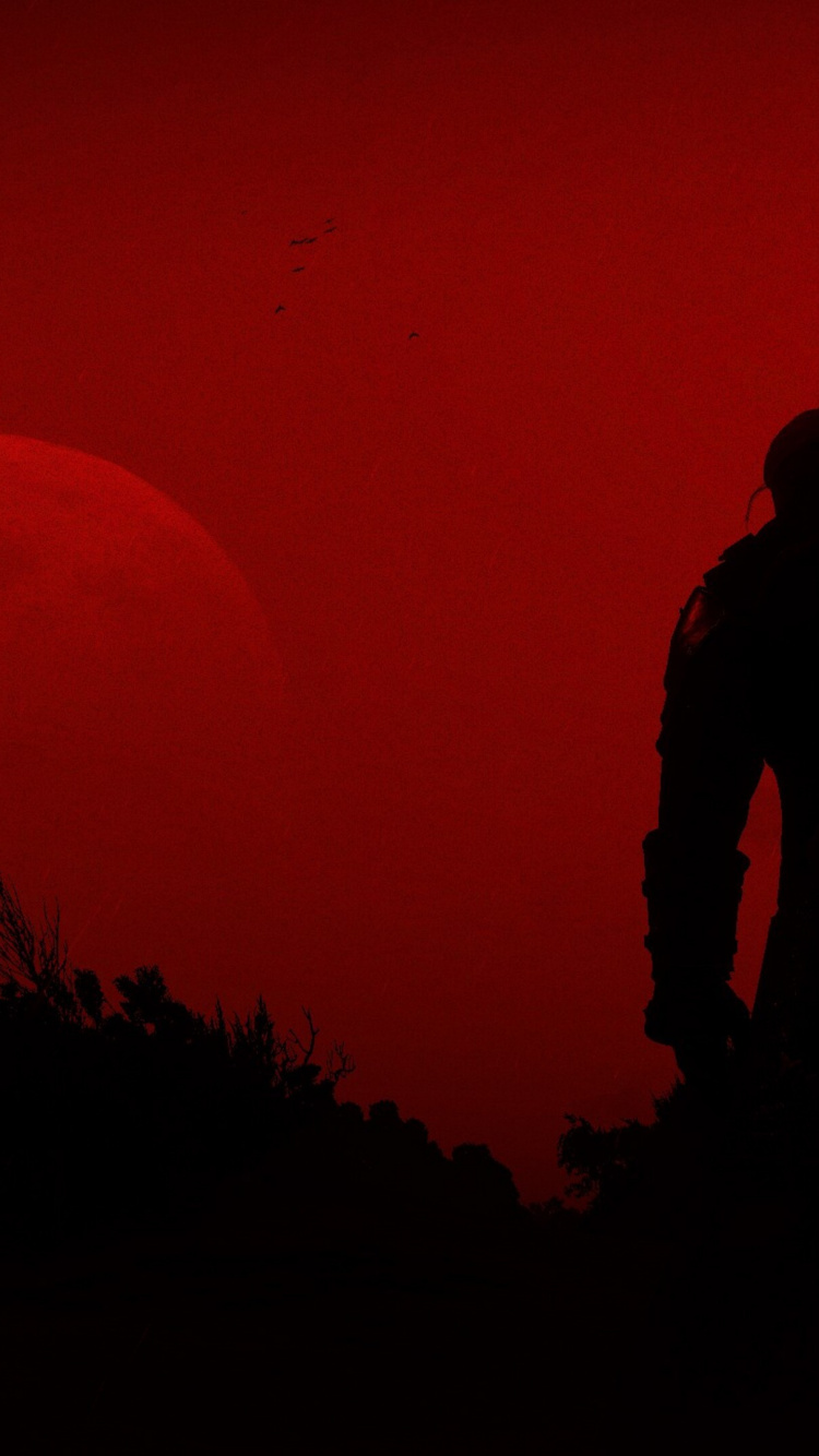 Обои Ведьмак, Геральт из ривии, минимализм, астрономический объект, небесное явление в разрешении 750x1334