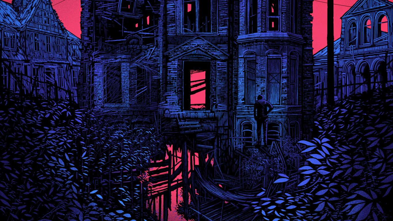 Обои дэниел дэнжер арт, живопись, арт, дом с привидениями, иллюстрация в разрешении 1366x768