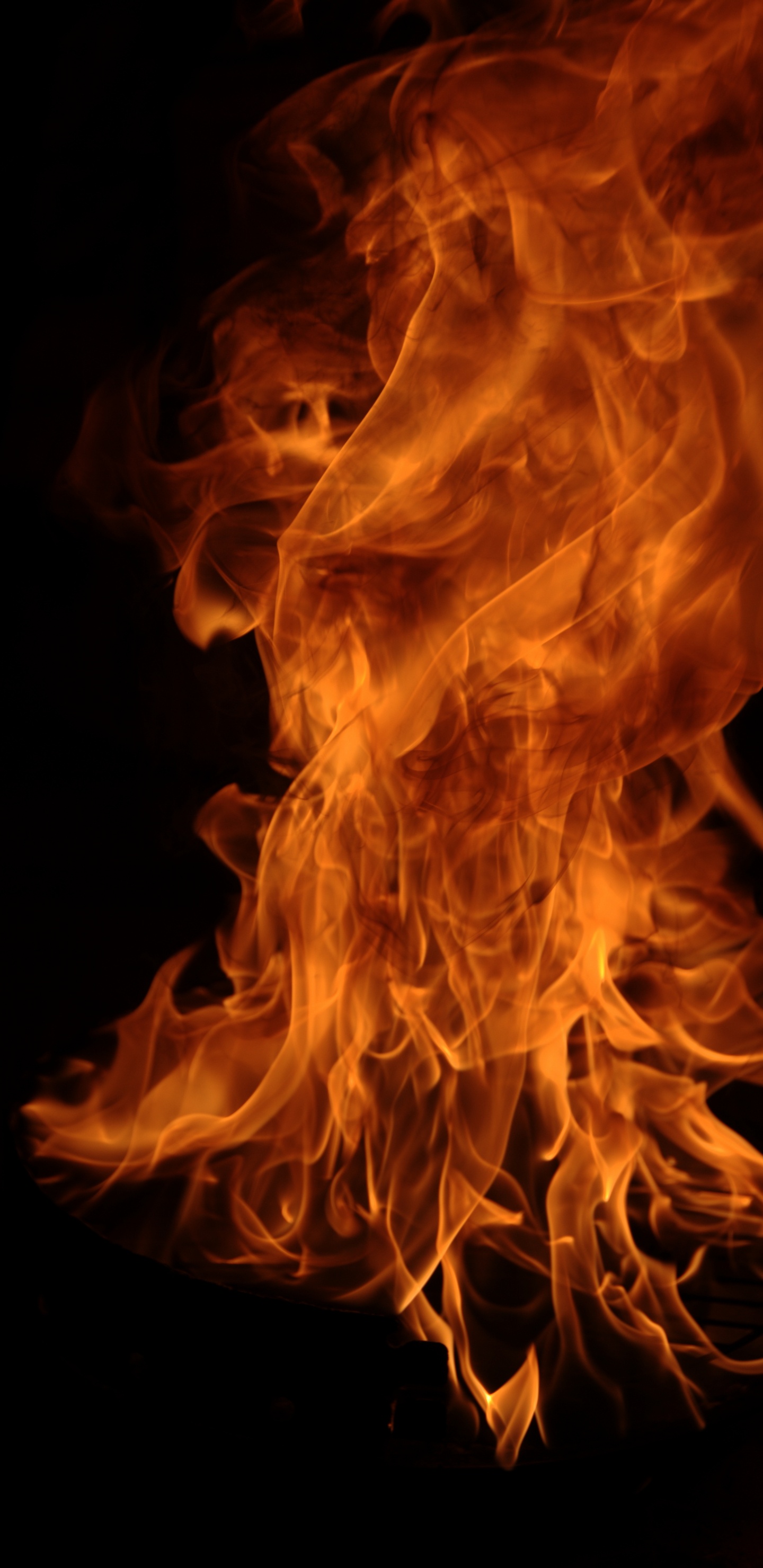 Обои тепло, огонь, дым, Сулеювском Водохранилище, Апельсин в разрешении 1440x2960