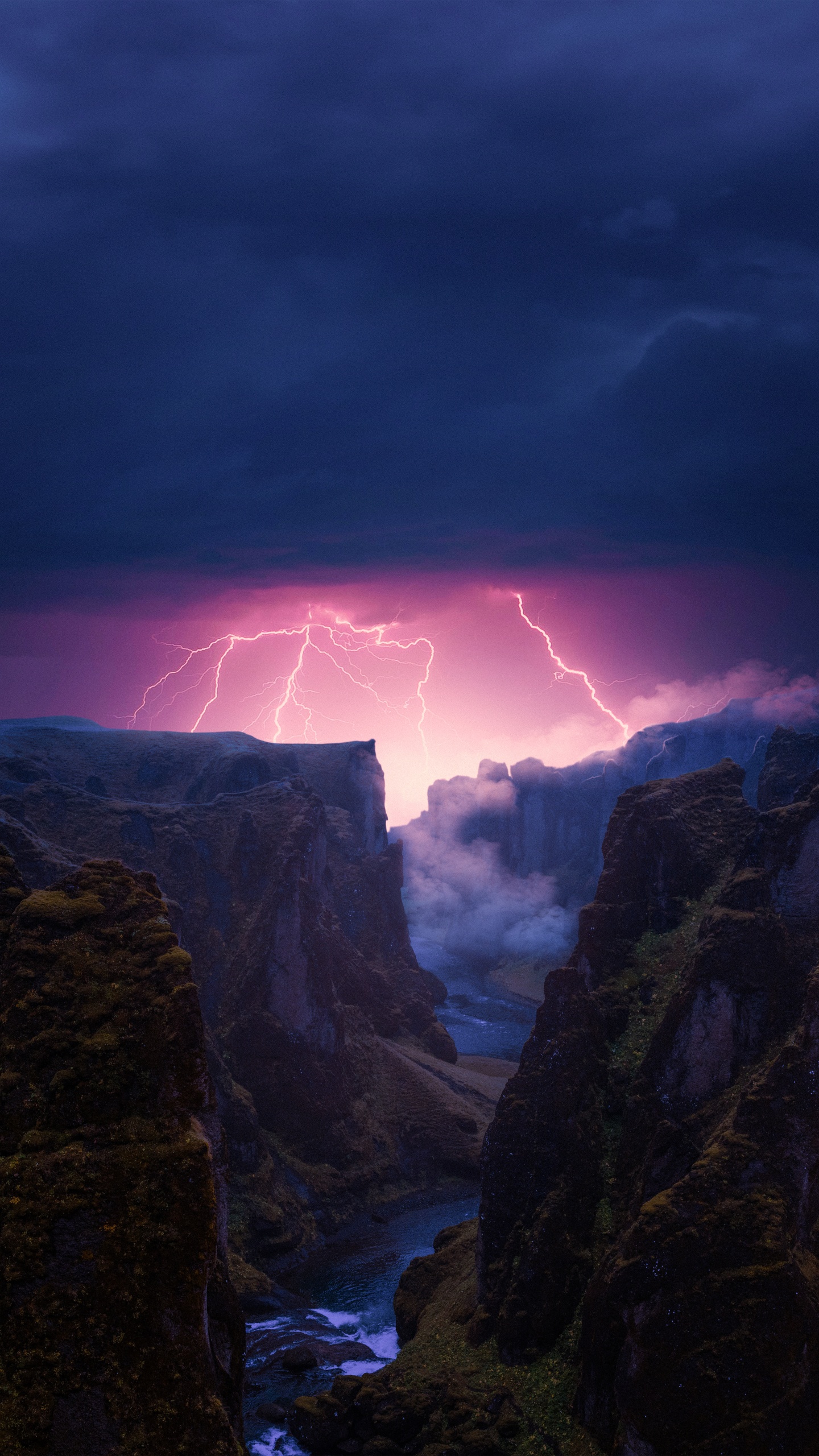 Обои молния, облако, гром, атмосфера, Гроза в разрешении 1440x2560