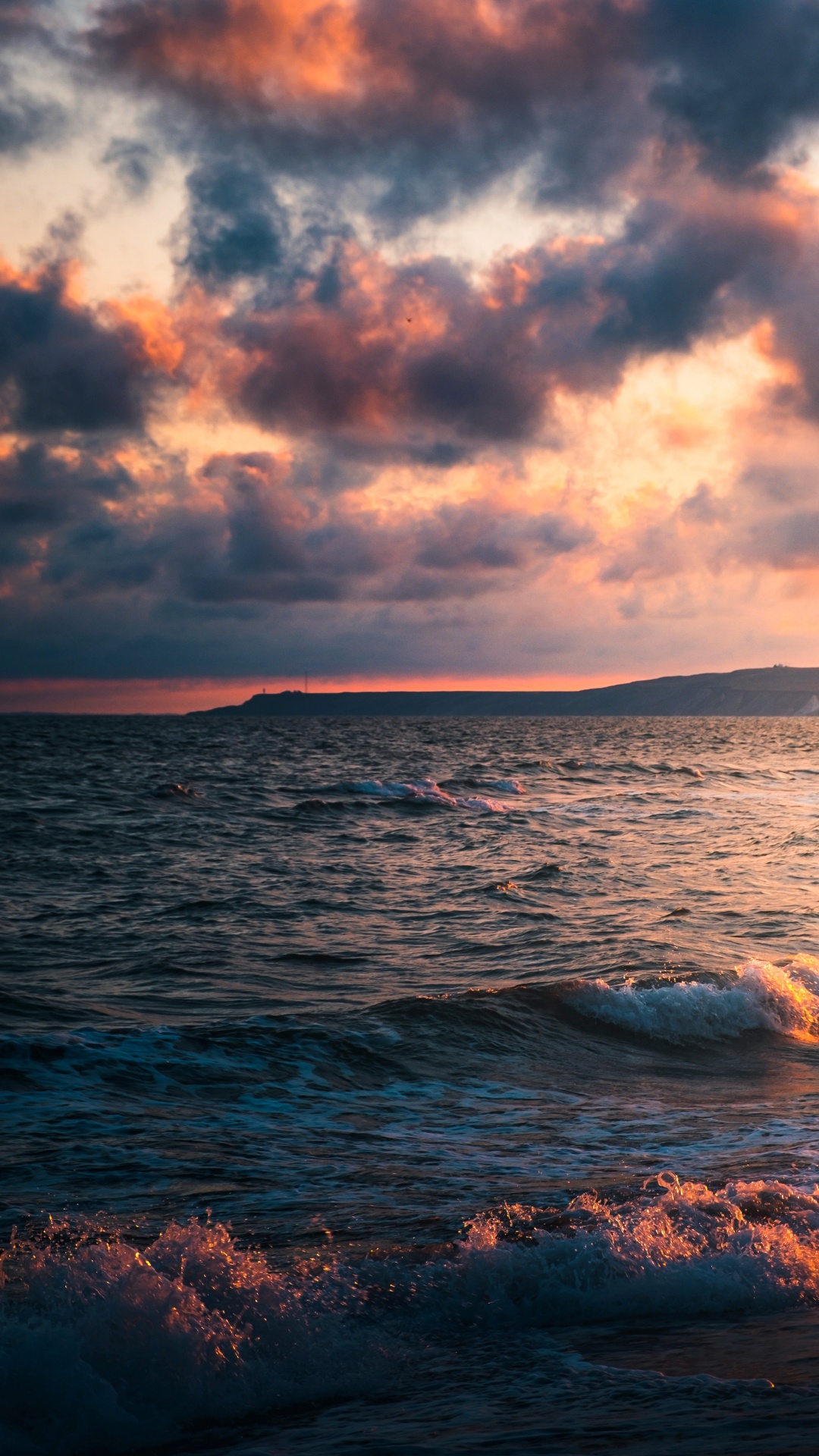 Обои море, вода, облако, атмосфера, послесвечение в разрешении 1080x1920