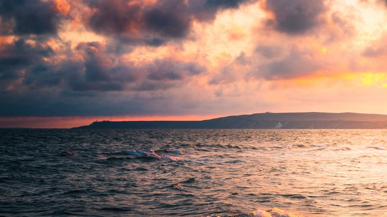 Обои море, вода, облако, атмосфера, послесвечение в разрешении 1280x720