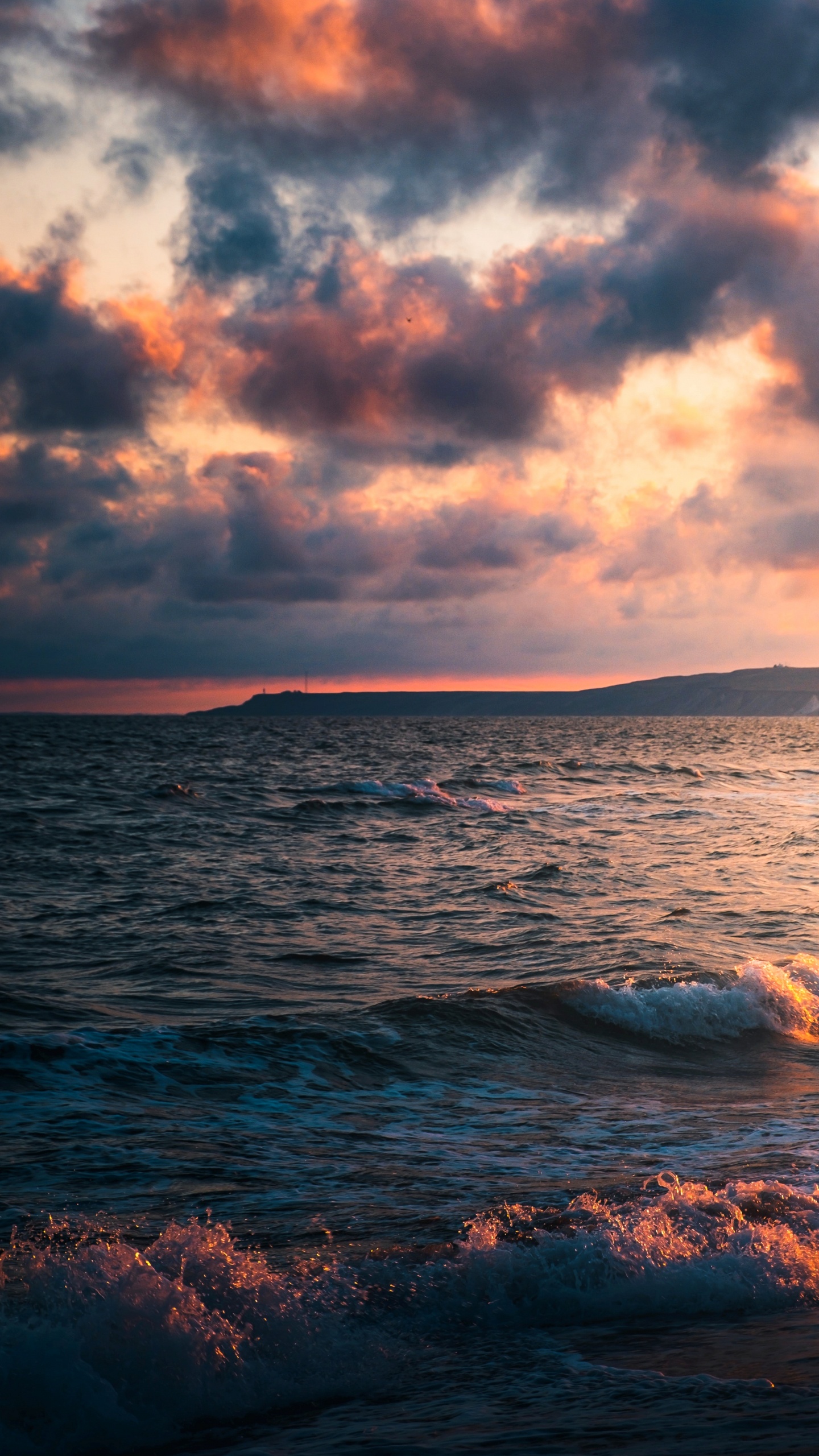 Обои море, вода, облако, атмосфера, послесвечение в разрешении 1440x2560