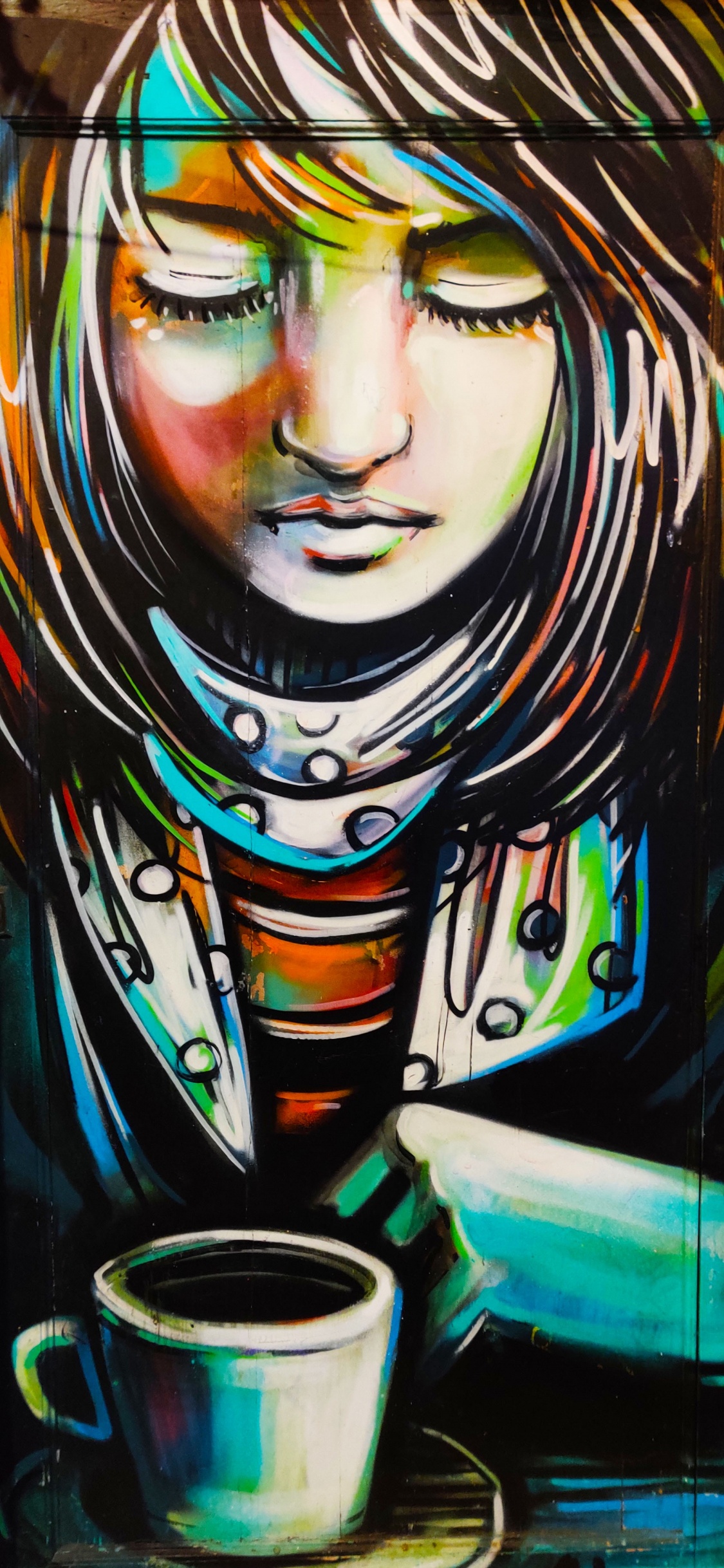 Обои современное искусство, улица, краска, иллюстрация, арт в разрешении 1125x2436