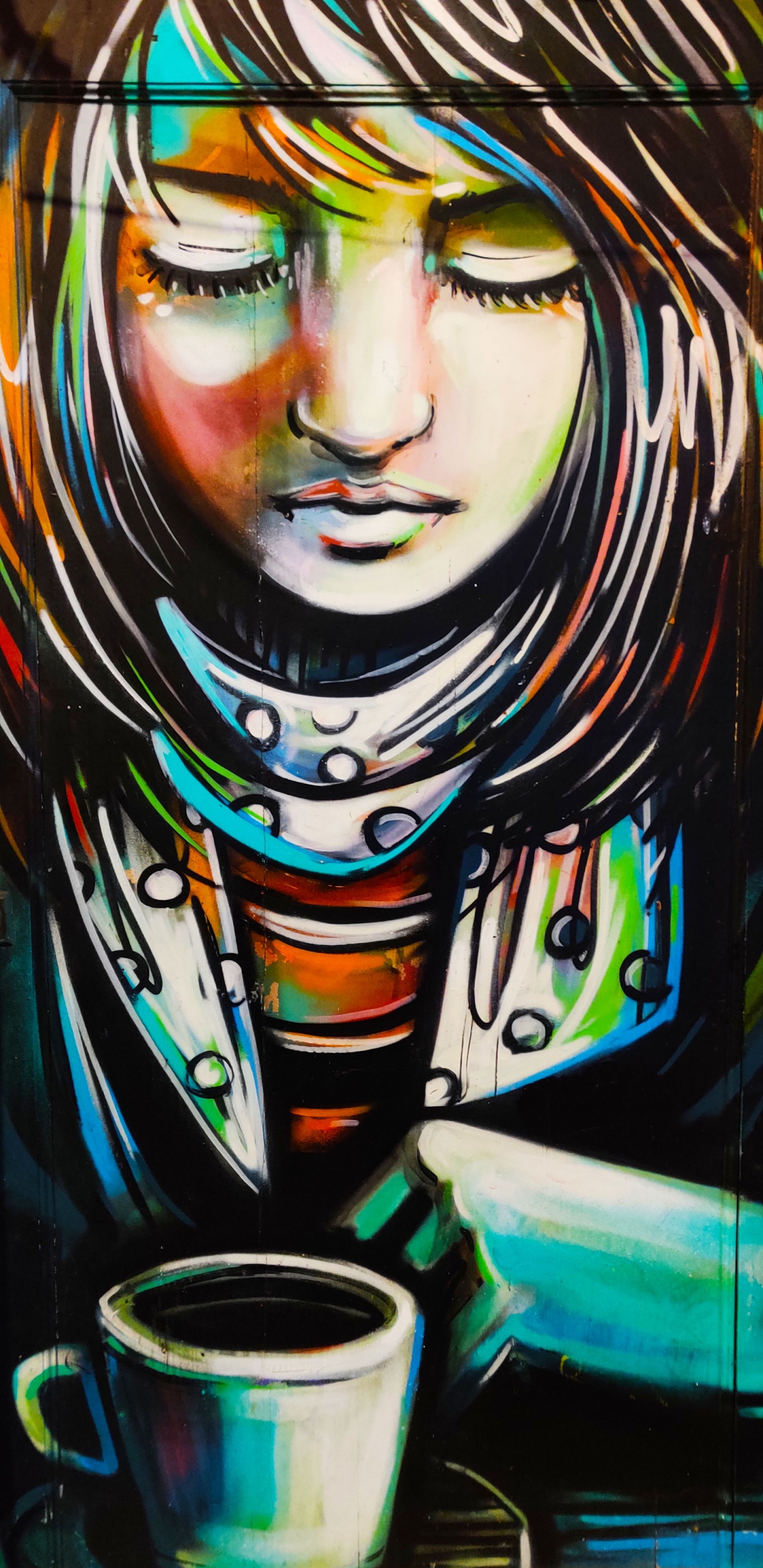 Обои современное искусство, улица, краска, иллюстрация, арт в разрешении 1440x2960