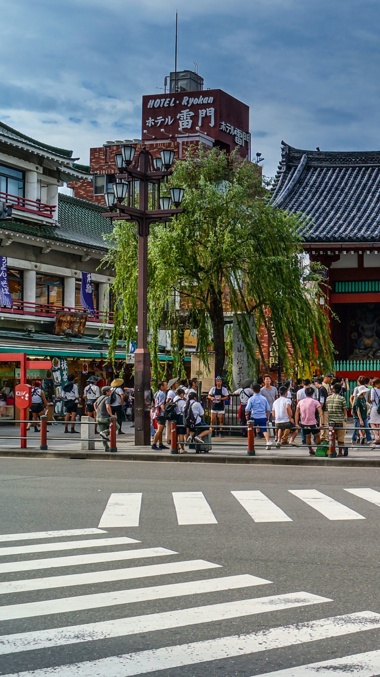 Обои Каминаримон, городок, пешеход, улица, город в разрешении 750x1334