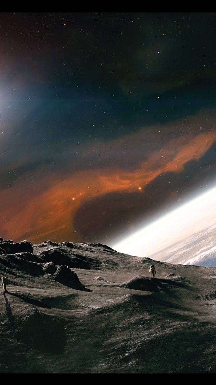 Обои атмосфера, космическое пространство, земля, горный хребет, планета в разрешении 720x1280