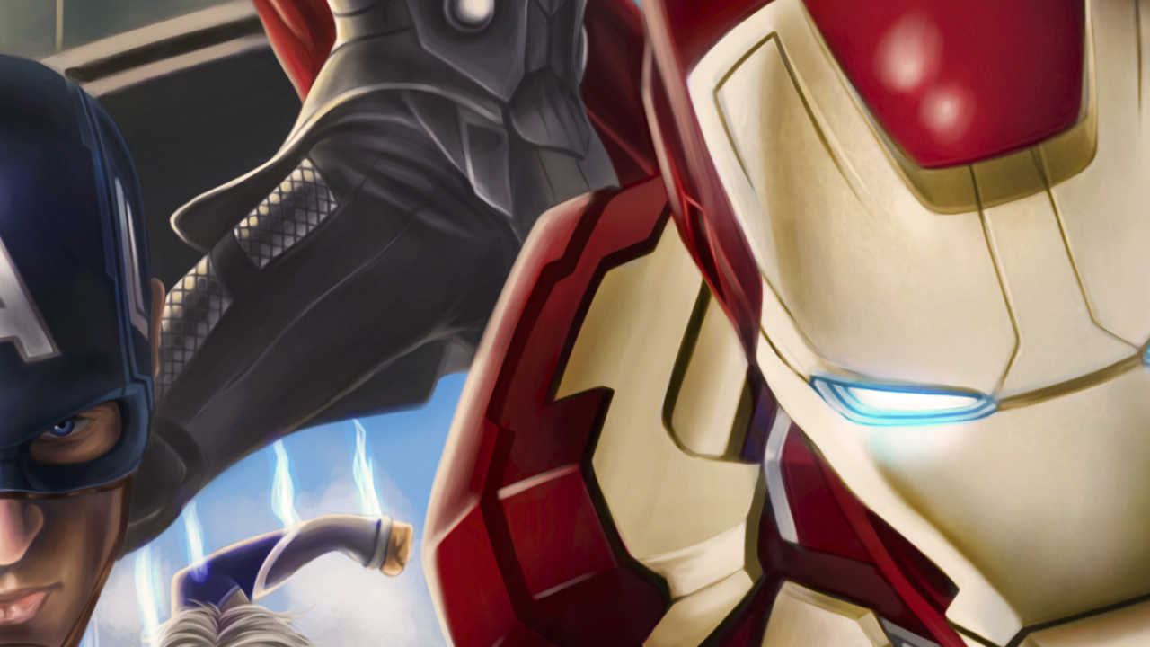 Обои Капитан Америка, мститель, супергерой, аниме, Черная Вдова в разрешении 1280x720