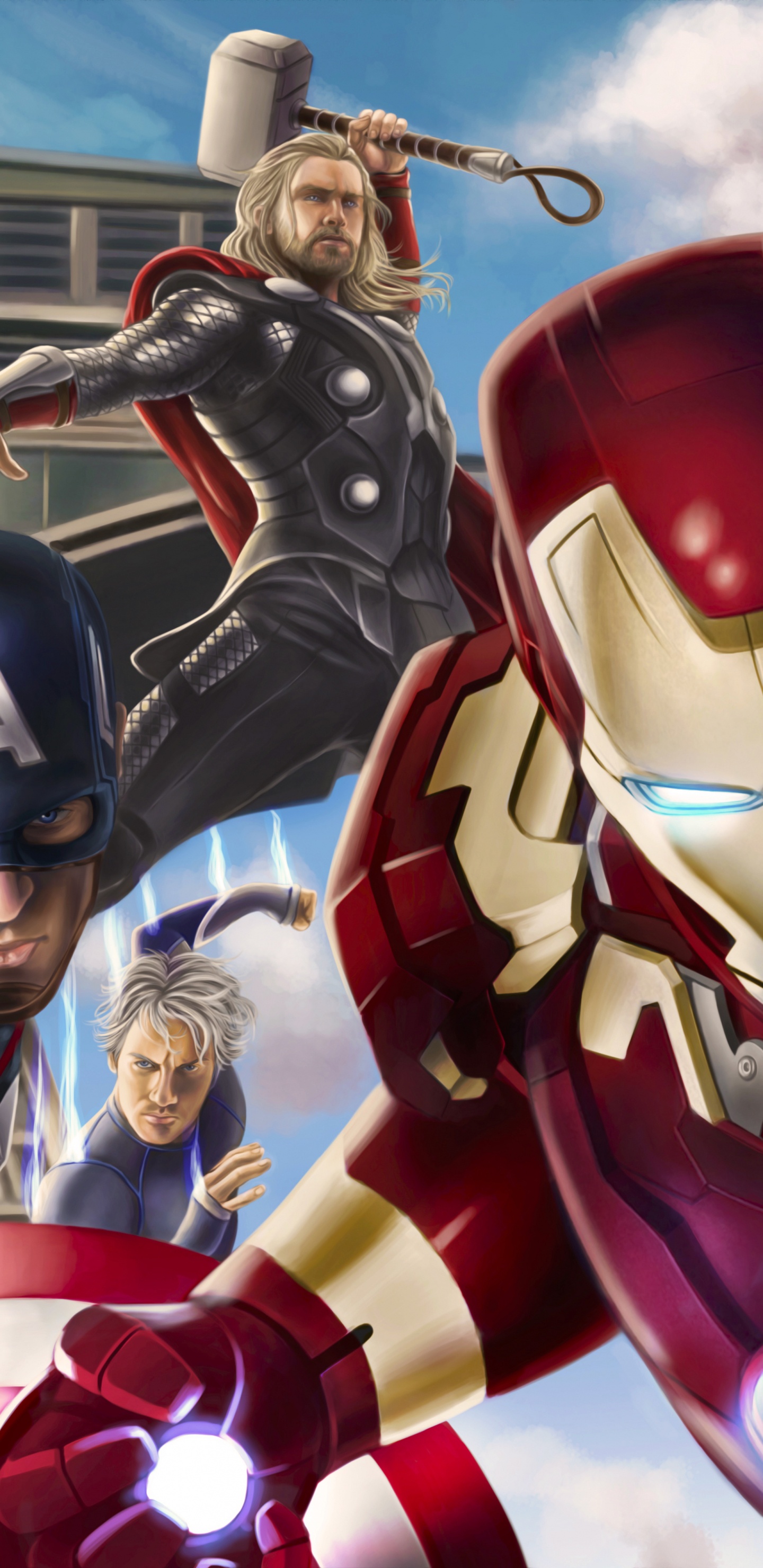 Обои Капитан Америка, мститель, супергерой, аниме, Черная Вдова в разрешении 1440x2960