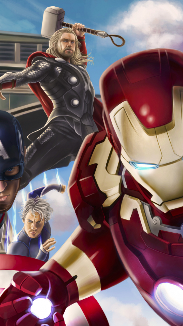 Обои Капитан Америка, мститель, супергерой, аниме, Черная Вдова в разрешении 750x1334