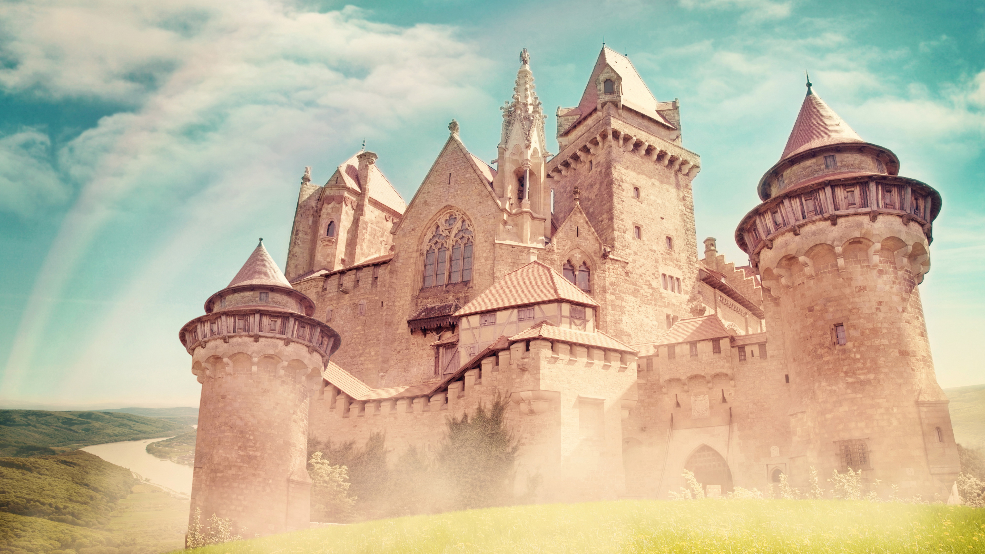 Обои ориентир, замок, средневековая архитектура, средневековье, историческое место в разрешении 3840x2160