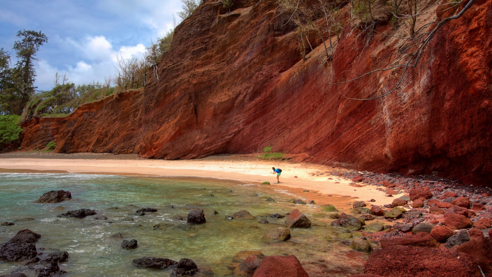 Обои пляж, побережье, берег, обрыв, рок в разрешении 1920x1080