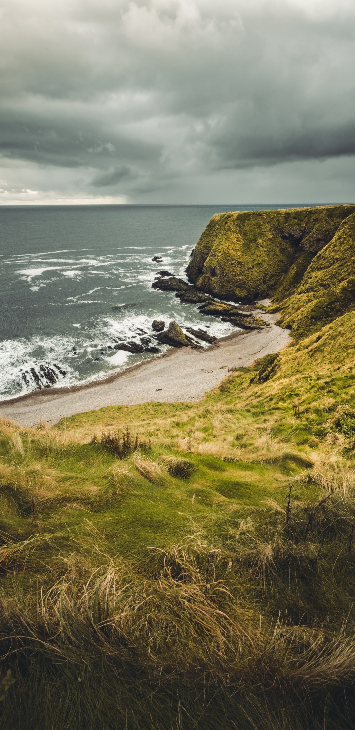 Обои побережье, плащ, море, берег, пляж в разрешении 1440x2960