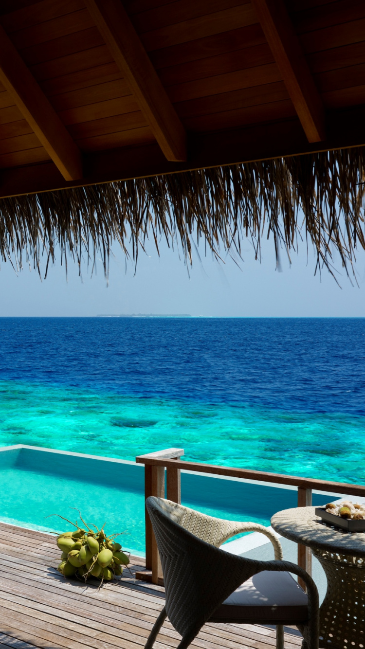 Обои Дусит Тани Мальдивы, плавательный бассейн, вилла, прибежище, отпуск в разрешении 750x1334