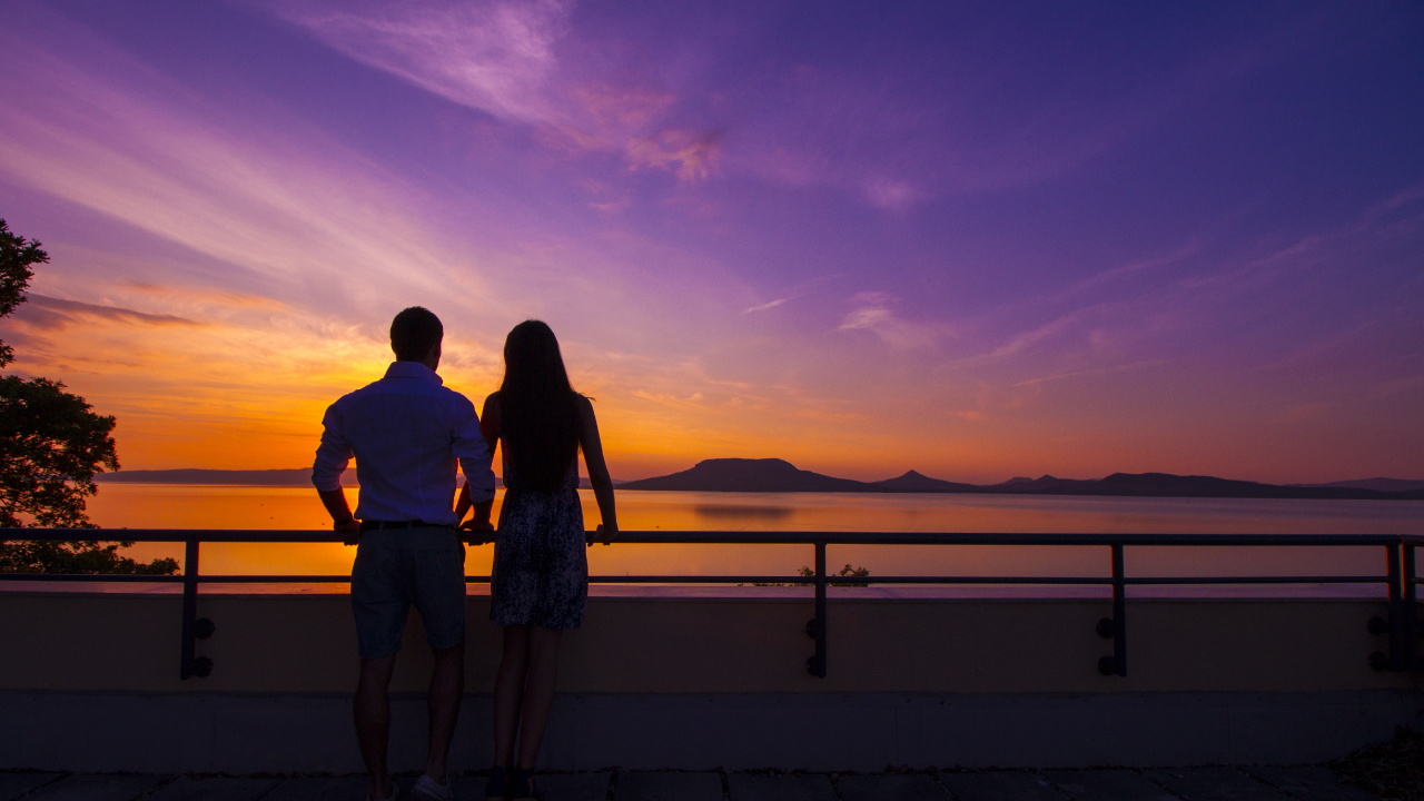 Обои закат, горизонт, послесвечение, сумрак, вечер в разрешении 1280x720