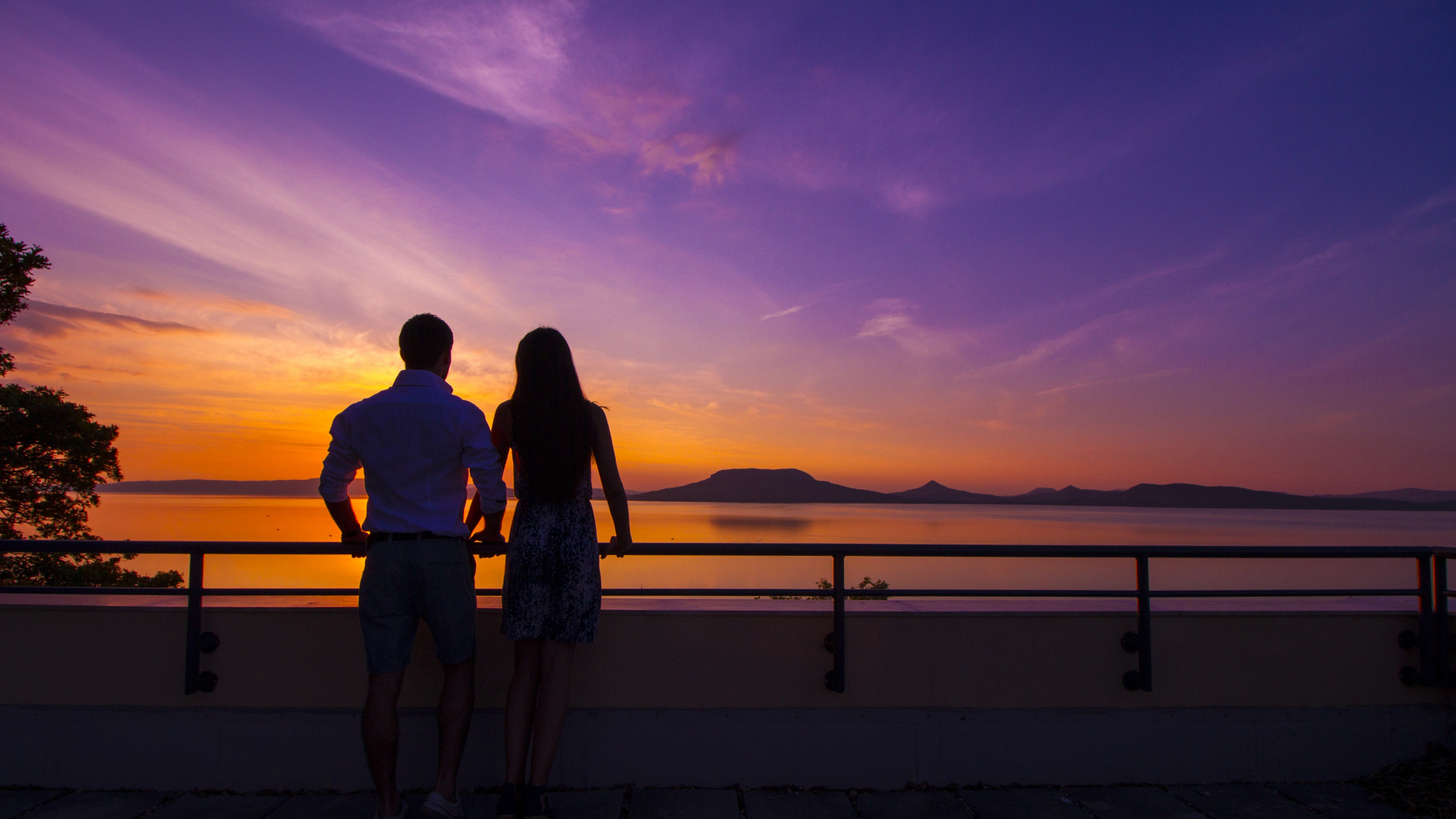 Обои закат, горизонт, послесвечение, сумрак, вечер в разрешении 1920x1080