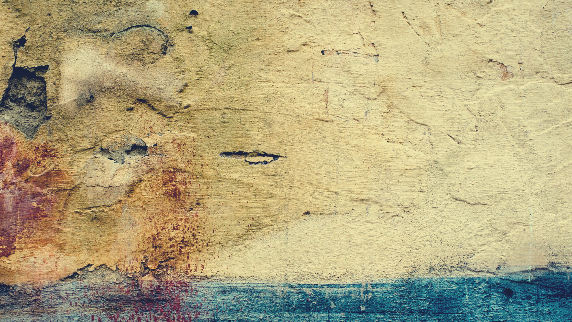 Обои стена, живопись, вода, небо, кирпич в разрешении 1920x1080