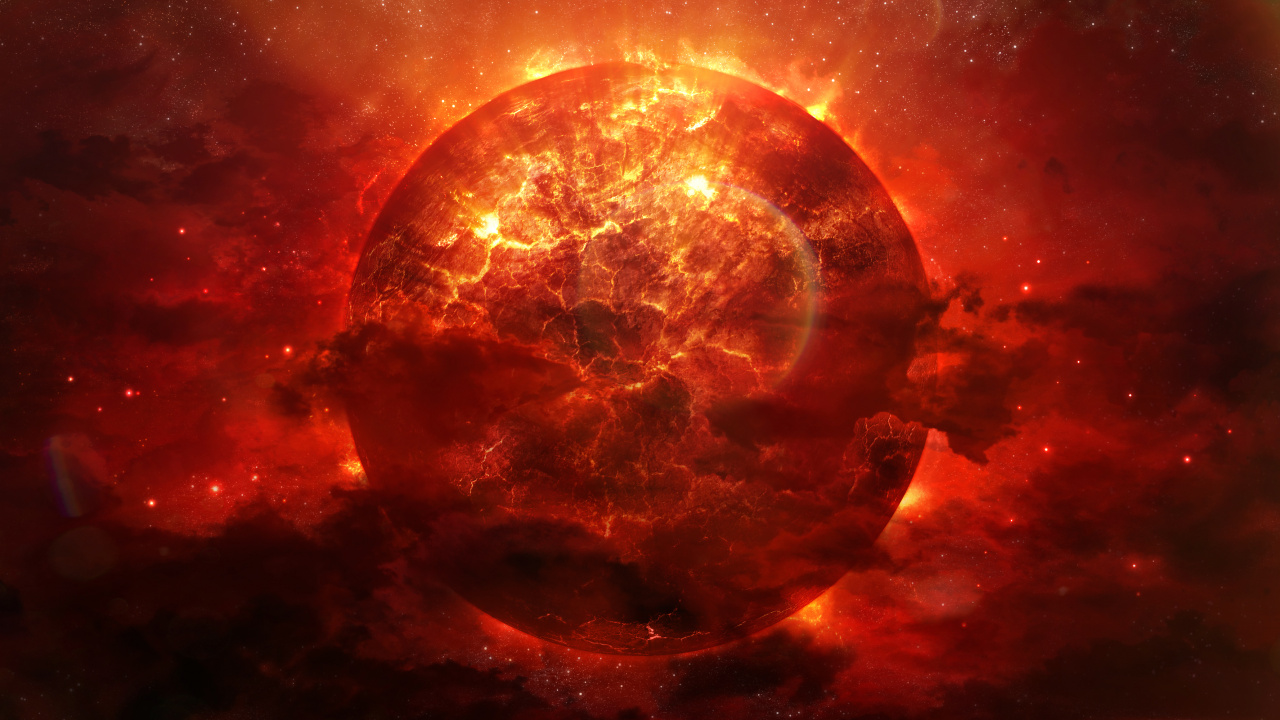 Обои космическое пространство, Взрыв Цвета, абстрактное искусство, красный цвет, небесное явление в разрешении 1280x720