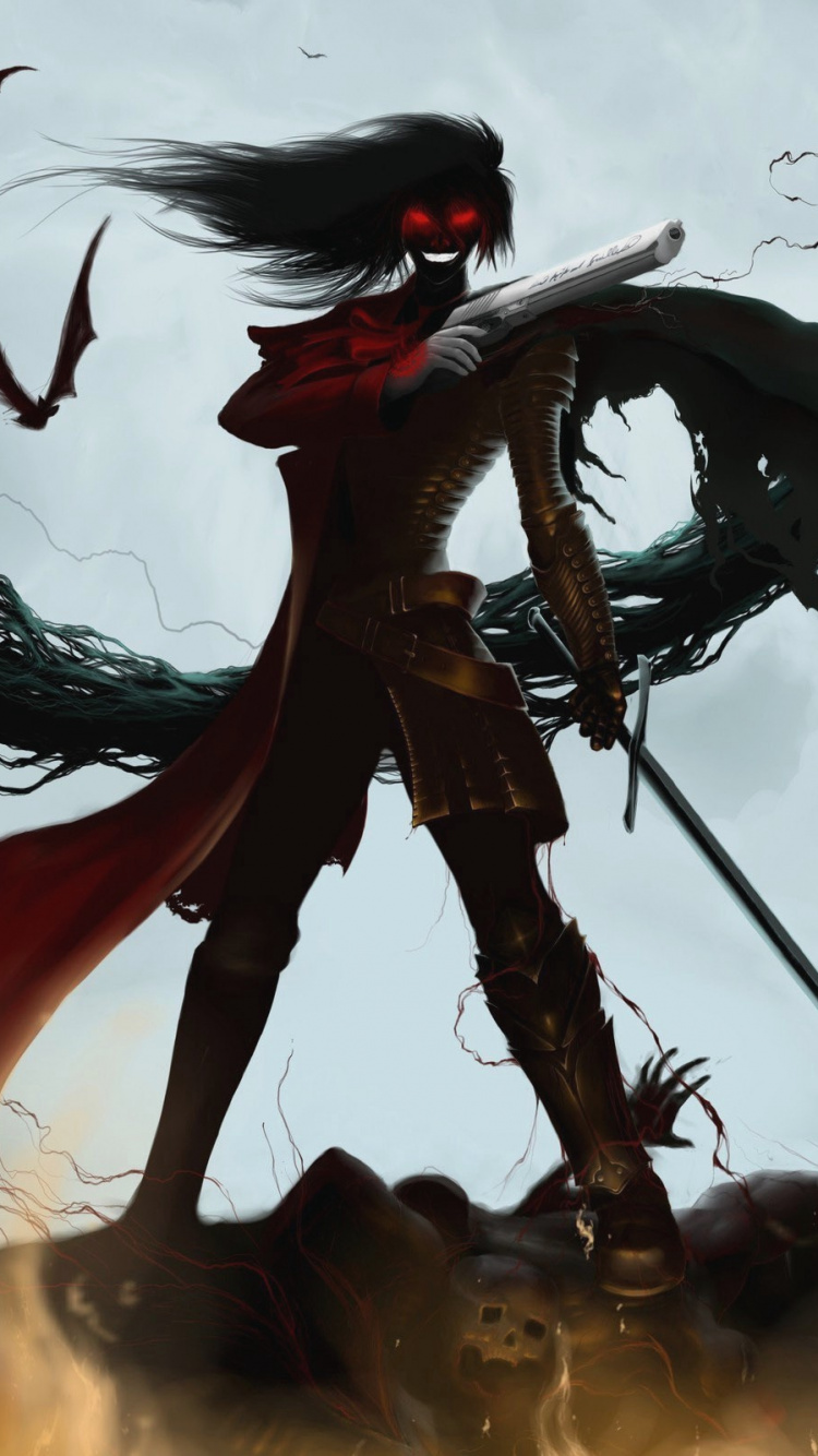 Обои Алукард, Серас Виктория, Интегра Хеллсинг, аниме, вампир в разрешении 750x1334