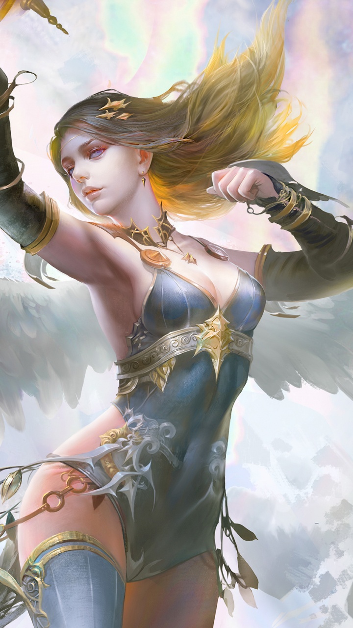 Обои иллюстрация, ангел, мифология, сверхъестественное существо, крыло в разрешении 720x1280