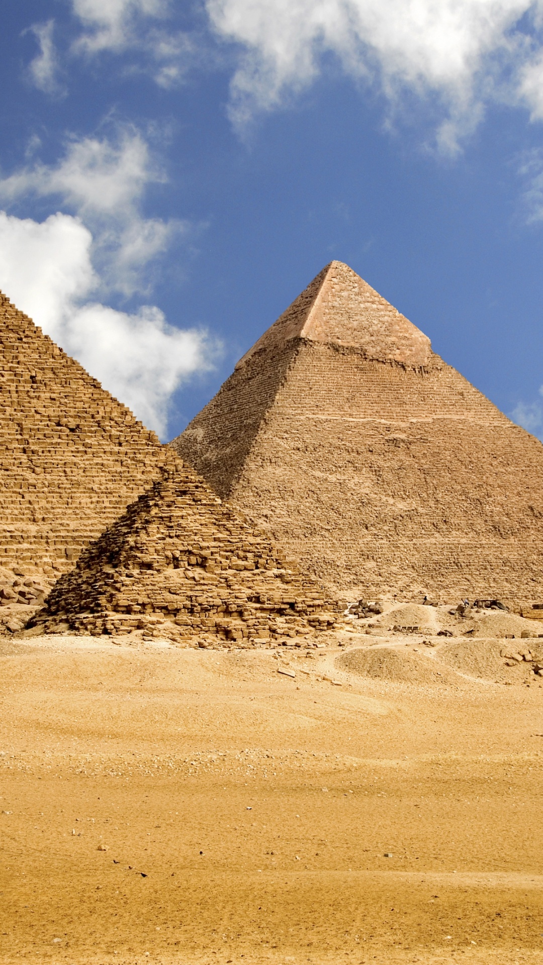 Обои Великая Пирамида в Гизе, Великий Сфинкс Гизы, египетская пирамида, пирамида, памятник в разрешении 1080x1920